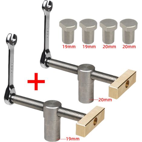 royaluxe - Pinces à dégagement rapide avec 4 chiens de table pour trous de 20 mm, butées de table de positionnement et pinces rapides pour banc de travail du bois, (1 pour étau 19/20 mm + 2 pour table (1/4)