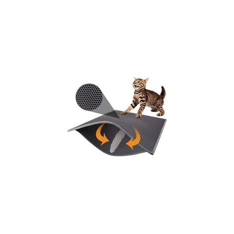Bac à litière pour chat double nid d'abeille 45 x 60 cm Gris, Imperméable Non Toxique EVA (1/3)