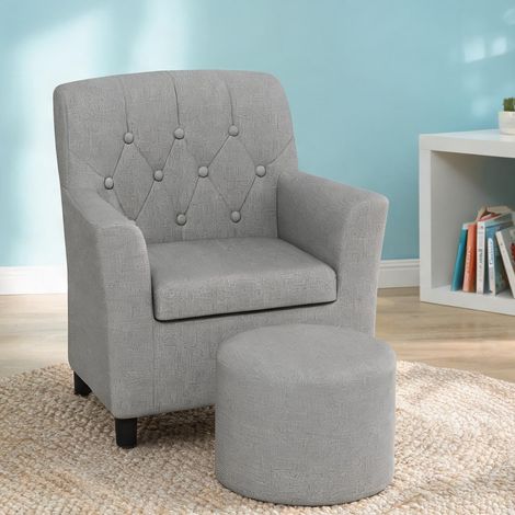 Fauteuil enfant avec pouf en mousse et tissu 45 x 43 x 50,5 cm (1/5)