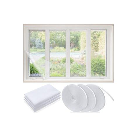 Moustiquaire de fenêtre DIY en polyester, à découper sur mesure, invisible et anti-insectes contre moustiques, Composition : 150 × 200 cm, Couleur : blanc (1/5)
