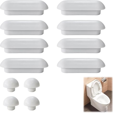 Lot de 12 tampons pour abattant de WC - Stabilisateurs et Protecteurs Universels pour Sièges de Toilette - Installation Facile sans Outils - Réduction du Bruit et Prévention des Rayures (Blanc) (1/5)