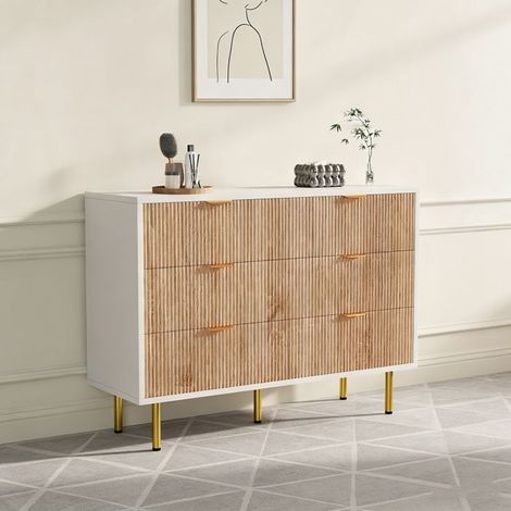 Comoda 6 Cajones, Mueble de Almacenamiento Moderno, Tocador, Mueble para Dormitorio Oficina Sala Cocina, 100x34x73cm, Multicolor (1/5)