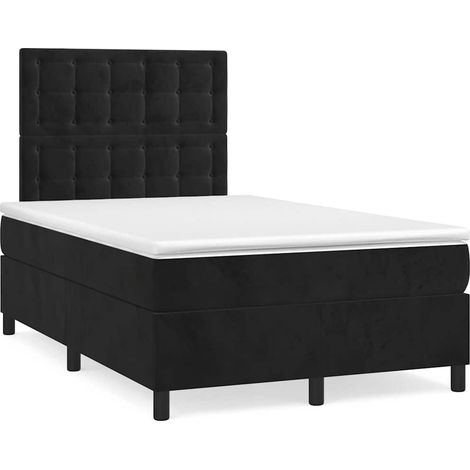 Sommier à lattes de lit avec matelas noir 120x190 cm velours (1/5)