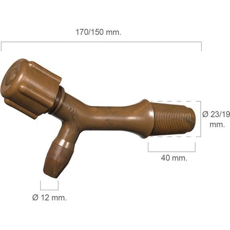 Gebogener Fasshahn aus Kunststoff, Nr. 2, Konus 1, 41 mm