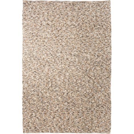 Tapis salon et chambre en laine 140x200 beige et gris rectangle fait main