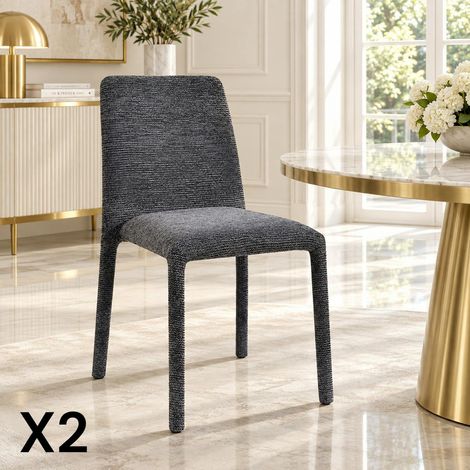 Chaise empilable grise en tissu (lot de 2) ESSEN (1/5)