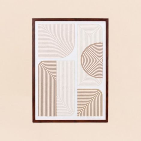 Toile en relief à motifs géométriques beiges, marrons 45x60cm (1/5)