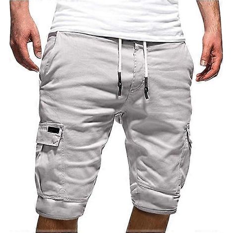 Short cargo homme, salopette short de sport décontractée d'été avec poches patchwork, pantalon (1/5)