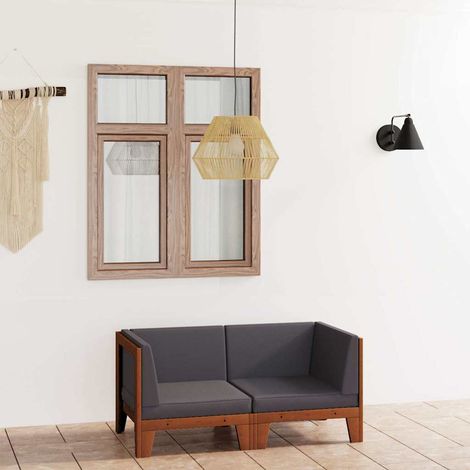 Canapé 2 places avec coussins-Sofa gris foncé Bois d'acacia massif (1/5)