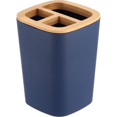 Porta spazzolino da denti in gomma + abs e bambù - blu navy - Tendance (1/2)