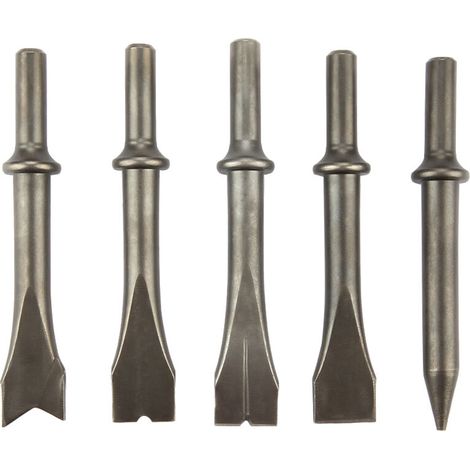 Jeu de 5 burins pneumatiques universels pour marteaux perforateurs 150 mm, 190 mm et 250 mm – acier trempé haute résistance