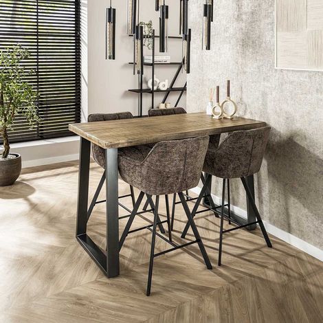 Table haute industrielle en bois massif Zelda