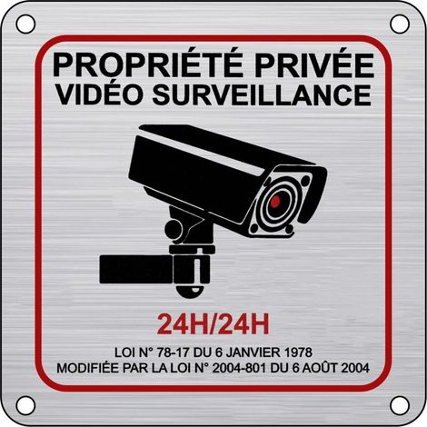 Panneau Camera Surveillance Aluminium, 15×15 cm Sécurité de La famille 24H Vidéo Panneau Camera Surveillance avec Autocollant et Trous Pré-percés pour Intérieur/Extérieur