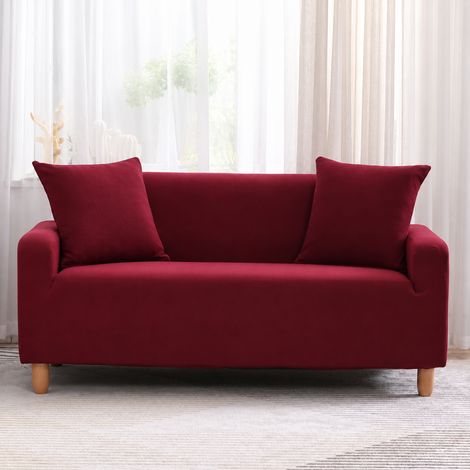 Housse de canapé extensible intégrale 1 place taille S (90-140 cm) rouge bordeaux 26 × 21 × 9 cm 500 g – Livraison gratuite