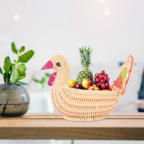 Joli petit panier de rangement de bureau en forme de dinde, panier tressé à la main, décoration intérieure (1/5)