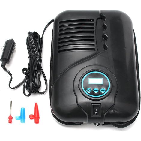 Compresseur d'air Portatif De Pompe De Gonfleur De Pneu De Voiture du CC 12V 250Psi + 3 Adapteurs De Bec (1/4)