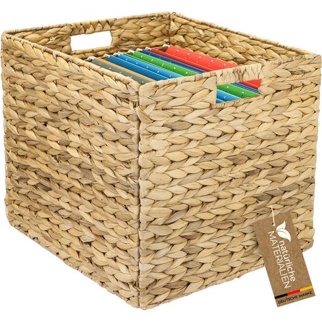 HMF Aufbewahrungskorb für DIN A4 Hängeregister, Korb geflochten aus Wasserhyazinthe, passend zu Kallax, 33 x 38 x 32 cm
