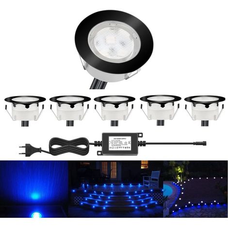 10 Spot LED Eclairage Extérieur Encastrable Sol Terrasse Bois,45mm Spots Encastré Extérieur Fait en IP67 DC12V 1W Avec Alimentation EU Pour Jardin Escalier Patio RGB (1/5)