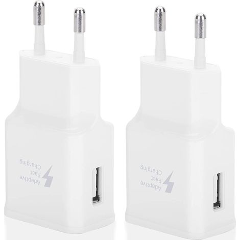 Zweierpack USB-Schnellladeadapter, kompatibel mit Samsung S22/S21/S20/S10/S10e/S6/S7/S8/S9/Edge/Plus/Active/A72/A53 5G und Note 5/8/9/10 (1/5)