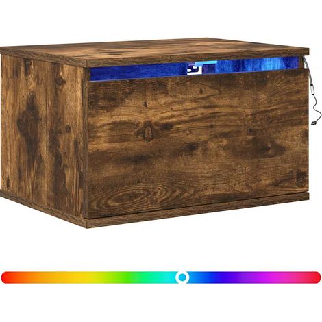Maison Exclusive - Wand-Nachttisch mit LED-Leuchten Räuchereiche