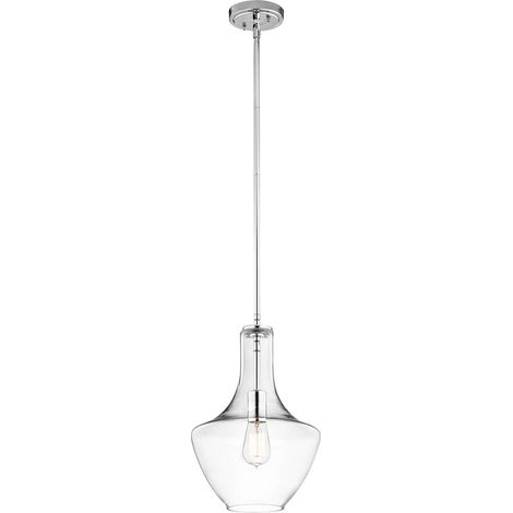 Elstead Everly - 1 Licht Small Dome Deckenpendelleuchte Chrom, E27 (1/5)