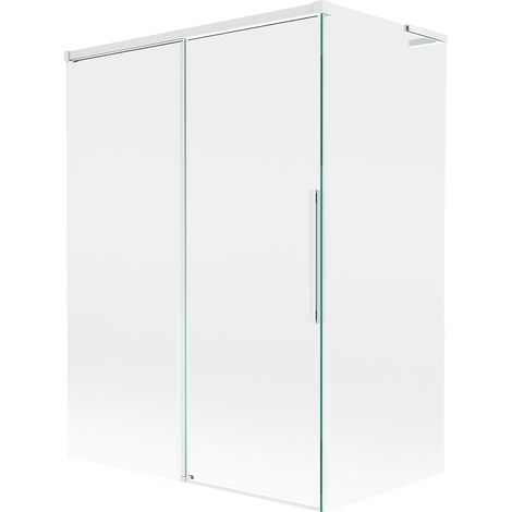 Paroi de baignoire coulissante Mexen Rox L à 2 vantaux 120 + 70 x 150 cm, transparent, blanc - 8C9L-120-070-20-00