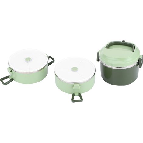 Boîte repas isotherme en acier inoxydable, bento portable trois couches 2.4L pour conservation alimentaire