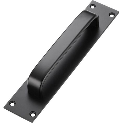 Poignée de porte coulissante, poignée de porte d'armoire, poignée décorative, pour portes lourdes, portes extérieures, portes intérieures (noir) (1/4)