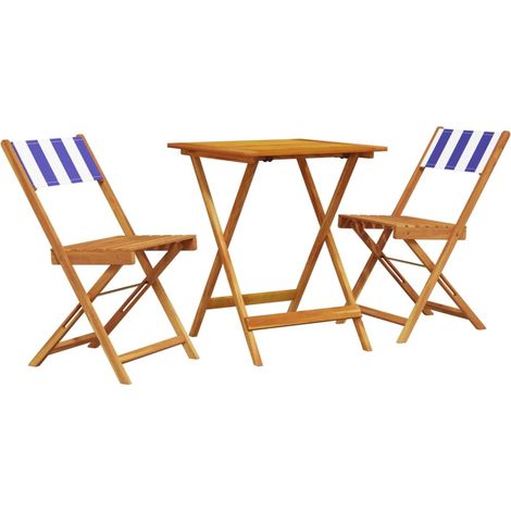 Maison Exclusive - 3-tlg. Bistro-Set Blau und Weiß Stoff und Mass