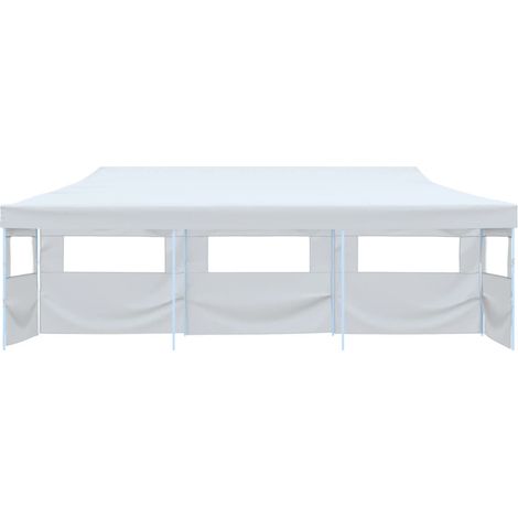 Tonnelle de jardin,Tente de réception escamotable pliable avec 5 parois 3x9m Blanc CFW63772 (1/5)