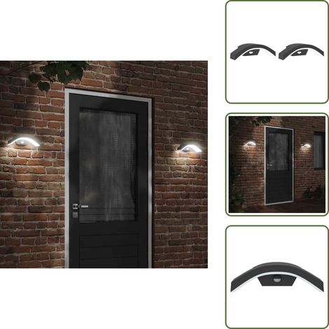 The Living Store LED-Außenwandleuchten mit Sensor 2 Stk. Schwarz Aludruckguss - LED-Lampe - Außenleuchte - Wandleuchte - Bewegungsmelder - Sensoreinrichtung (1/5)