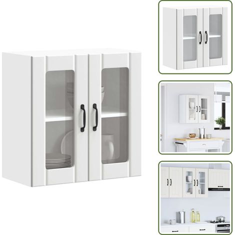 vidaXL Küchen-Hängeschrank mit Glastür Lucca Weiß Holzwerkstoff (1/5)
