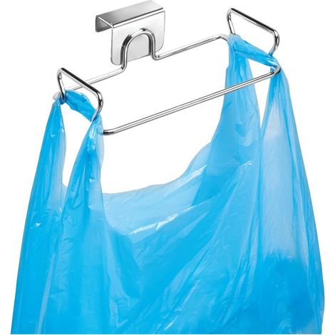Distributeur de sacs poubelles, petit organisateur de porte en métal, argent (1/5)