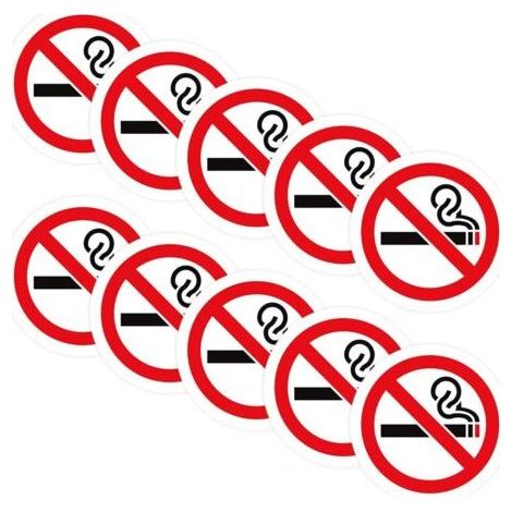 10 waterproof “No Smoking” stickers, suitable for businesses, offices, schools, vehicles and other public places (1/5)