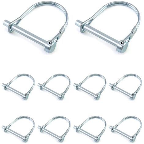 QORVA-10 goupilles de verrouillage en D pour remorque de jardin en acier au carbone galvanisé (6 x 50 mm) (1/5)