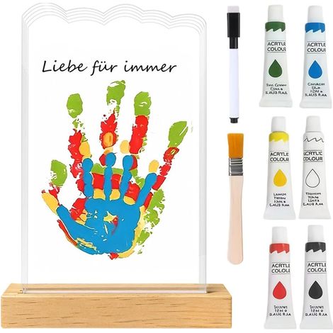 Kit Cadre Empreinte Main Souvenir Empreinte Patte Animale En Acrylique  Kit Empreintes Pied Main avec Support Bois pour Animal Maman Enfant Garçon Fille Petit Me Mariage Anniversaire (1/5)