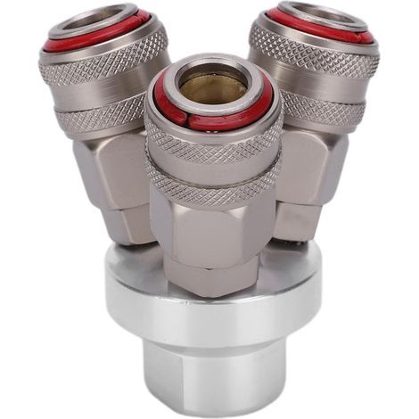 Raccord Pneumatique Rapide 3 Voies Chromé Acier Carbone Filetage G1/4 Pouce (1/5)
