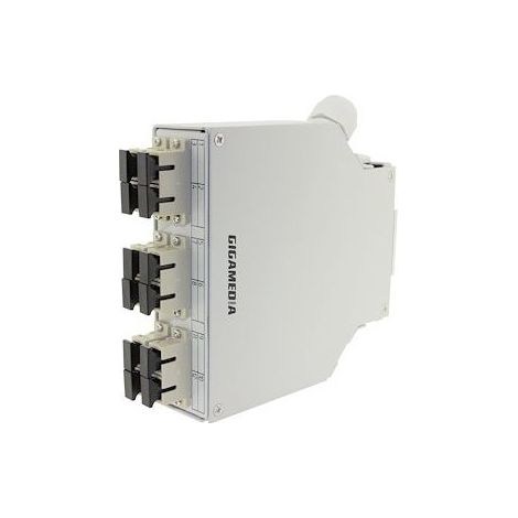 Gigamedia DINFO6SCMM DIN-rail-mounted optical enclosure with 6 gray multimode SC duplex connectors + cassette