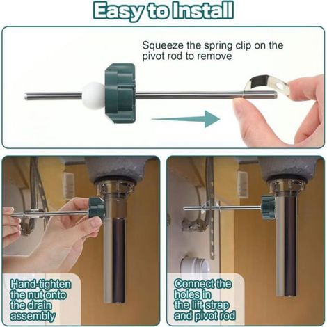 Tige De Bonde Lavabo - Diamètre 5,5 Mm - Longueur 107 Mm - Compatible Avec Bondes Pop Up - Lot De 2 Pièces (1/5)