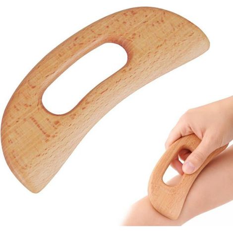 1 Outil Gua Sha Bois,Hêtre Naturel,Forme Ergonomique 19,5x8cm,Massage Visage Et Corps,Réduction Cellulite,Usage Domestique (1/5)
