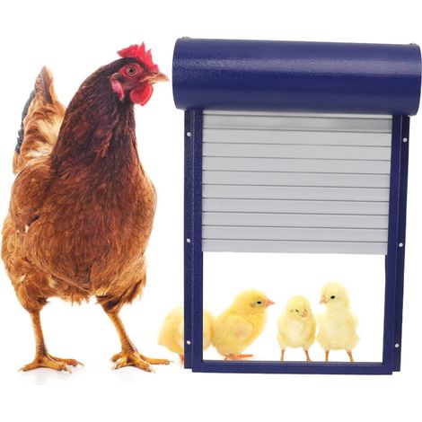 Porte Automatique pour Poulailler, 3 en 1 avec Détection de la Lumière, Télécommande Automatique, Porte en Alliage D'aluminium Métallique Alimentée par Batterie pour Canards de (Bleu) (1/5)