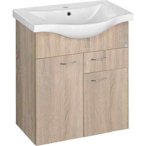 Aqualine Keramia Fresh - Mueble de lavabo 60x74x34 cm, roble platino 50066