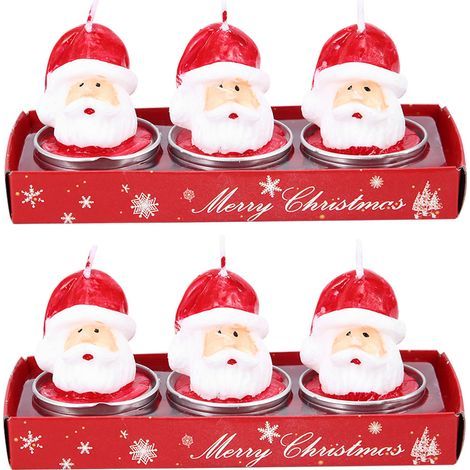 Bougies de Noël, 2 boîtes en forme de tête de père noël bougie décorative photophore chambre Table de fête ornement décoration de noël bougies de père noël (1/5)