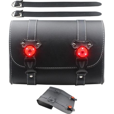 Sacs latéraux pour moto, Sacs latéraux pour moto Sac à outils Sac à main latéral pour moteur en cuir PU Sacs de voyage pour moto vintage multi-positions Sacs latéraux imperméables (1/5)