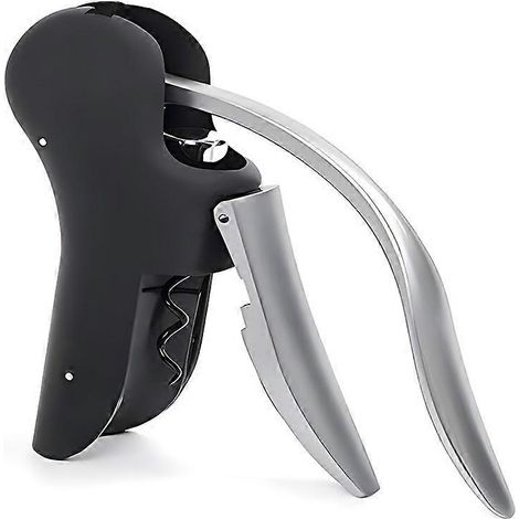 Tire-bouchon de luxe, ouvre-bouteille avec coupe-capsule intégré, noir et chrome (1/5)