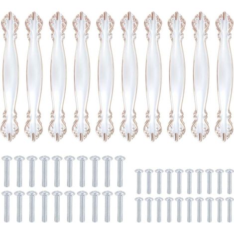 Set mit 10 Vintage-Möbelgriffen im Antik-Stil, geschnitzt und geschwungen (64 mm Mittelloch), weiß (1/5)