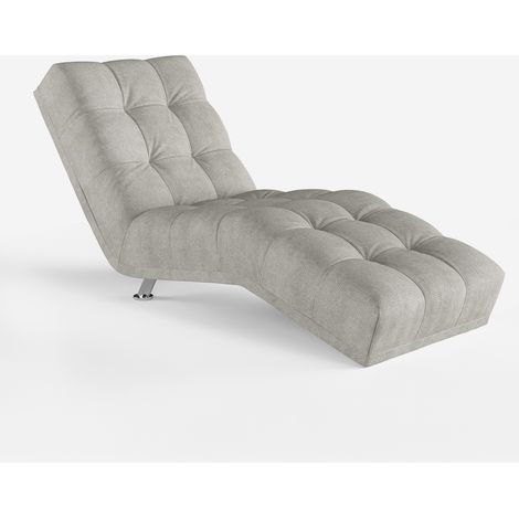 Gepolsterte Chaiselongue in klassischem Chesterfield-Design aus Chenille Chamonix - Grau (1/5)