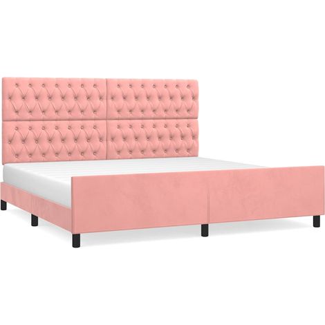 Maison Exclusive - Giroletto con Testiera Rosa 200x200 cm in Velluto (1/5)