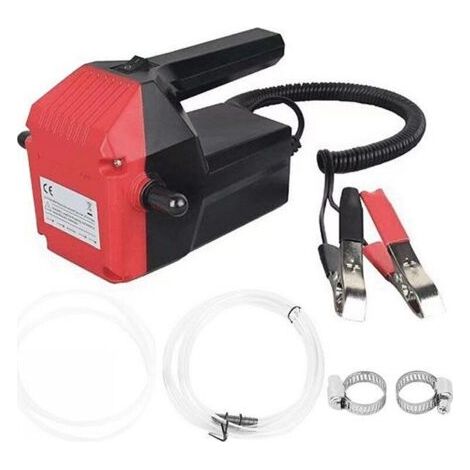 Pompa di scarico olio motore, pompa benzina 12V, pompa elettrica olio/diesel resistente alla corrosione, per auto, barca, moto, include istruzioni e panni per la pulizia (rosso)