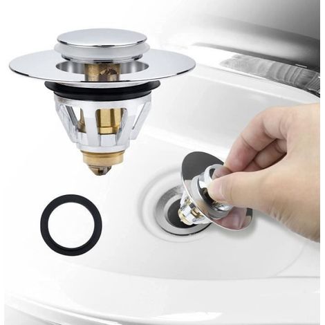 Filtre À Cheveux - Bouchon Lavabo Universel - Acier Inoxydable - Diamètre 34 À 39 Mm - Argent - 1 Pièce (1/4)